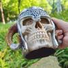 1 taza de cerveza con forma de calavera de cuerno de 550 ml, taza de cerveza con forma de calavera vikinga 3D, taza de café, taza de acero inoxidable para beber, regalos de Halloween, artículos para beber
