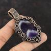 Chevron Amethyst Pendant Copper Wire Wrapped Jewelry Handmade Gemstone Pendant Copper Designer Pendant Chevron Amethyst Jewelry Gift For Her