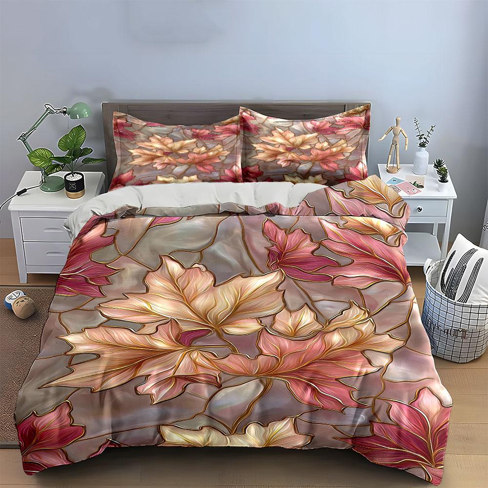 Autumn leaves with veins. Bedding sets Duvet cover sets Duvet covers Pillowcases(1* Duvet Cover 2* Pillowcases without duvet insert)