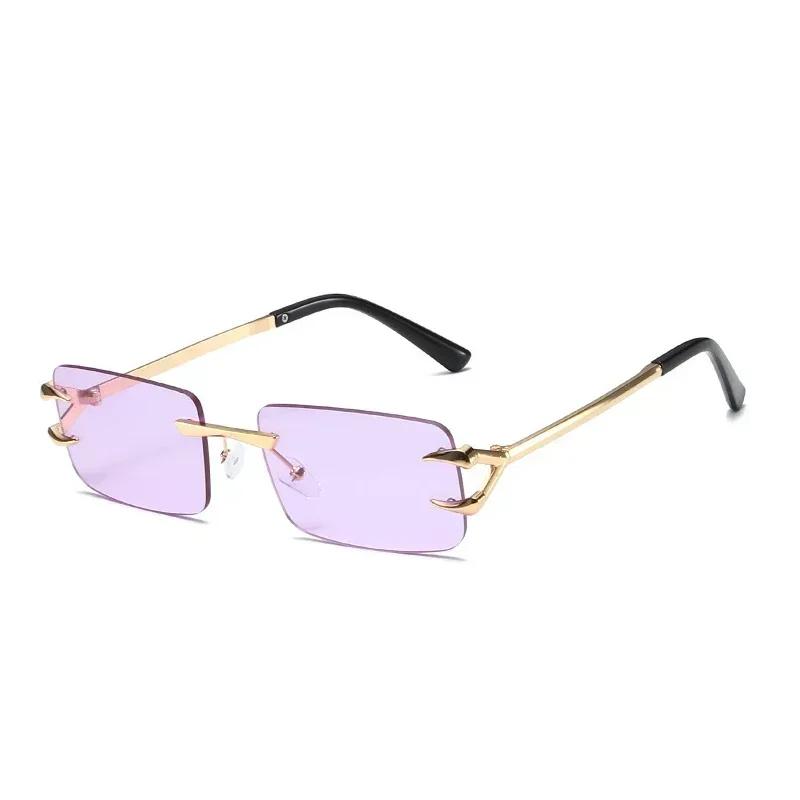 Unisex Retro Randloos Vierkant Zonnebril UV400 Luxe Mode Bril voor Rijden Reizen Vakantie Buiten Essentieel