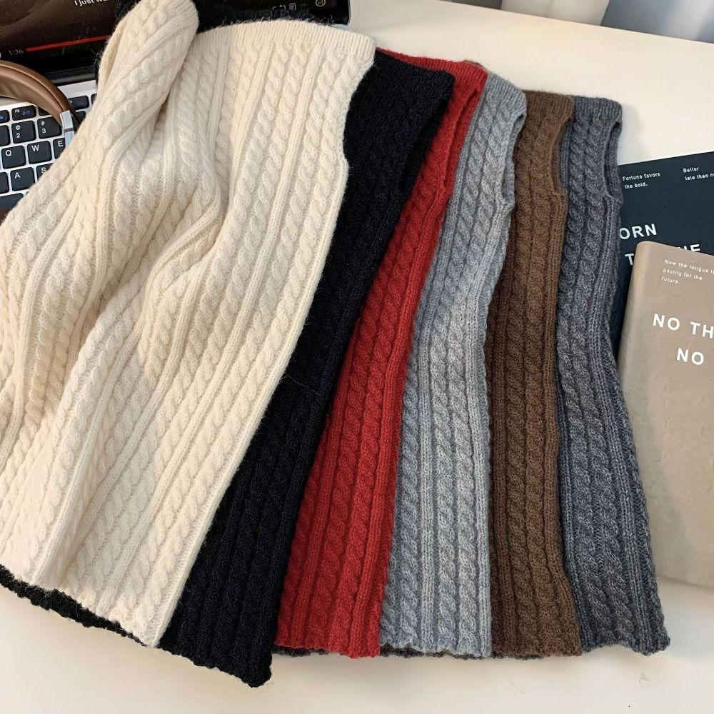 Zöpfe Rollkragen Falscher Kragen Einfarbig Pullover Wolle Lätzchen Abnehmbarer Strickschal Mädchen