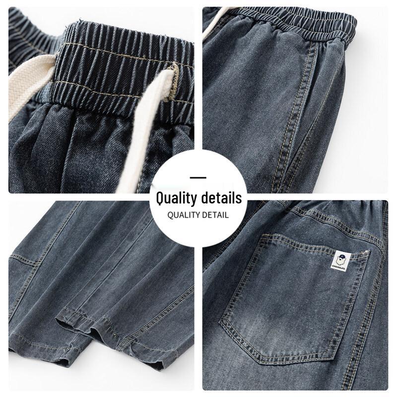 :CHOCOOLATE IT Herren Tencel Kühlende Oberfläche Gewaschene Gebogene Jeans