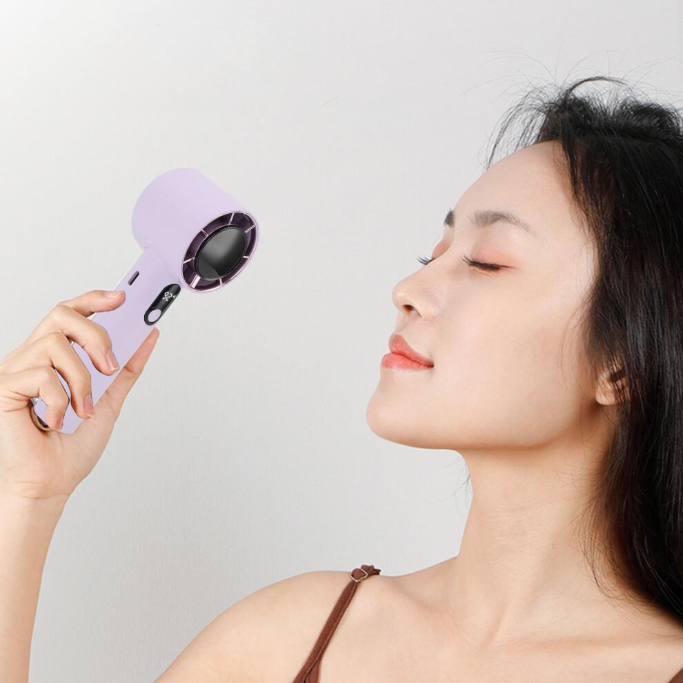 Portable Handheld Fan 5 Speeds, 3000mAh USB Rechargeable, Purple