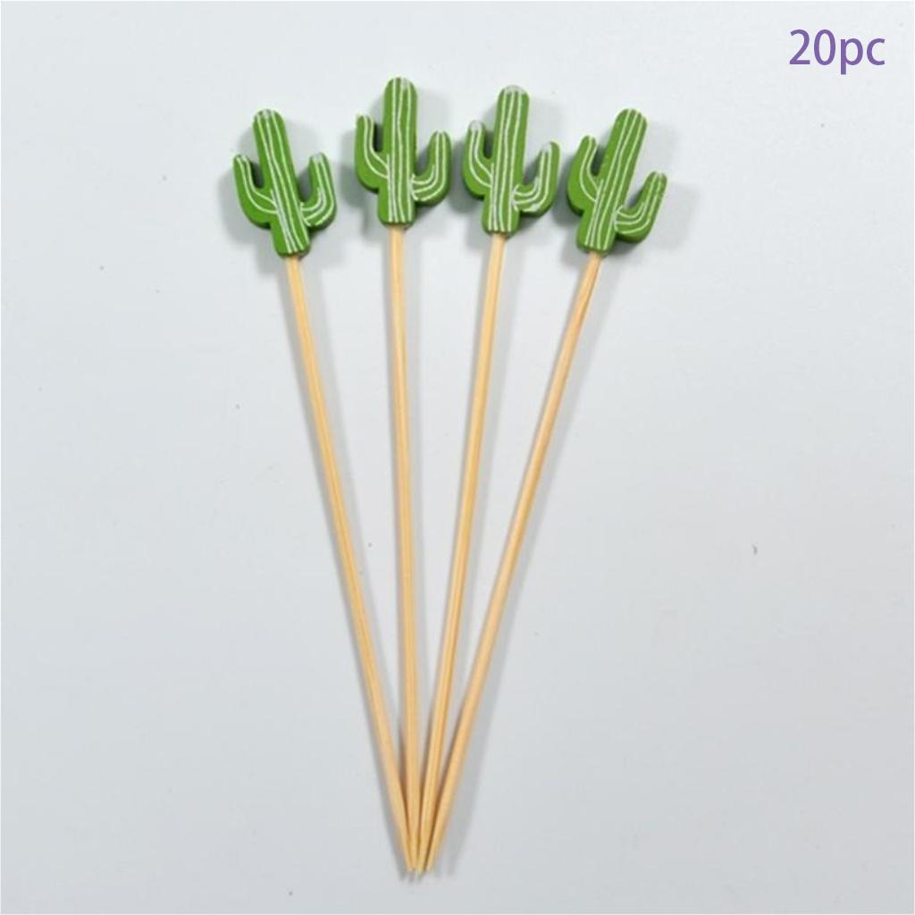20pcs/set Hawaii Theme Fruit Sticks Flamingo Fruit Disposable Bamboo Sticks Summer Beach Party Supplies Hawaii Birthday Decors