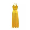 European and American Dress Slimming Solid Sling Trailing Banquet Yellow Formal Dress Women Dress