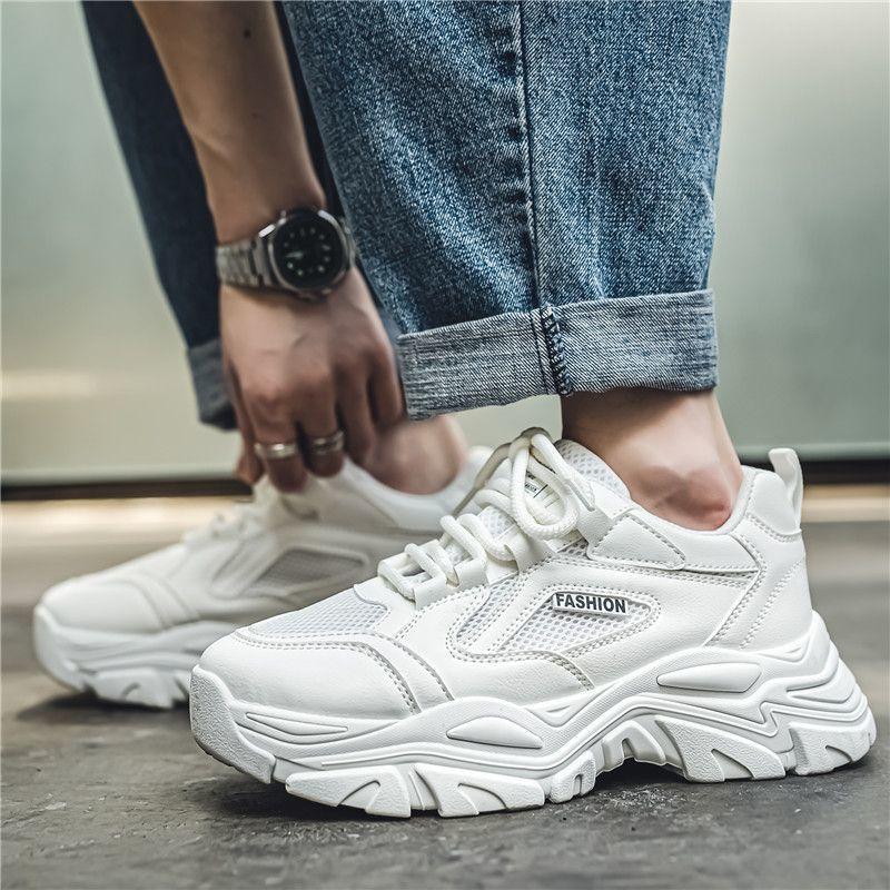 Fashion Beige Men's Casual Sneakers Mesh Upper Outdoor Jogging Athletic Korean Miked Colour Comfortable Light Jump Gym Male Sports Shoes