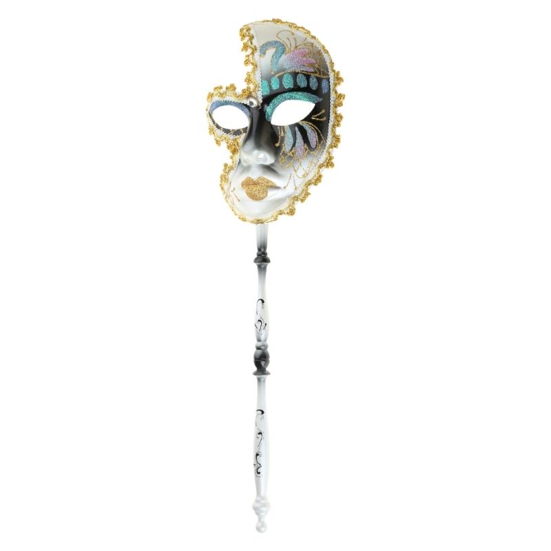 Maska na Halloween Maski Karnawałowe Maski Maskaradowe Maski Imprezowe Maski Weneckie z Rączką Maski Mardi Gras fioletowy