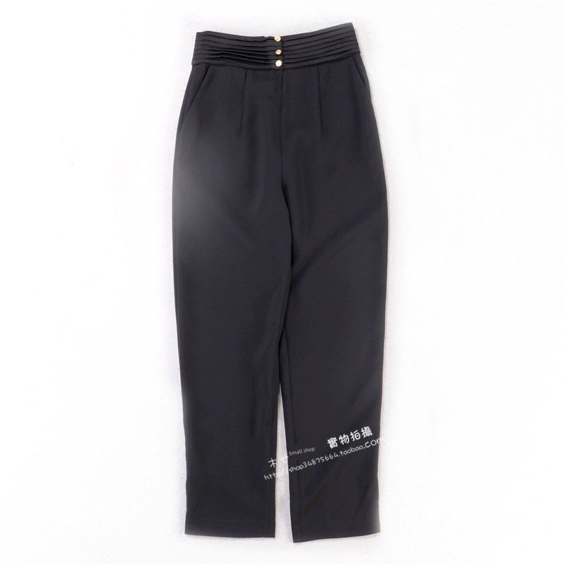 

Spring/Summer European and American Fashionable Figure Flattering Black Casual Pants Black S