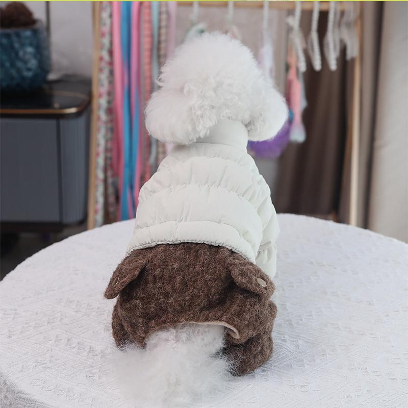 New Winter Pet Clothes Outdoor Four-legged Sweater Dogs Thermal Cotton Coat with Hood Suit for Teddy Bichon Frise