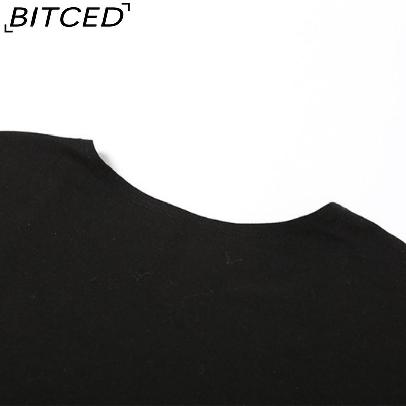 BITCED Wiosna/Lato Damski Modny T-Shirt w Jednolitym Kolorze, Dopasowany, z Dekoltem O, Zmysłowy, z Odkrytymi Plecami