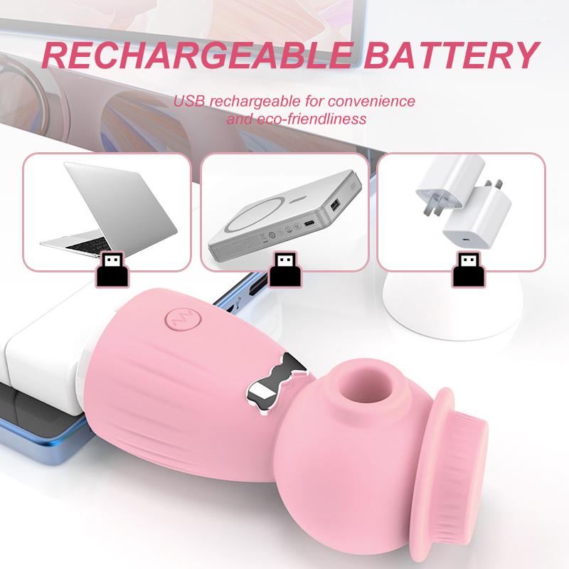 Rechargeable Suction Vibrator for Women – Soft Silicone Nipple Clip Vibrator G-spot Massage Stimulator, Portable Pleasure Toy