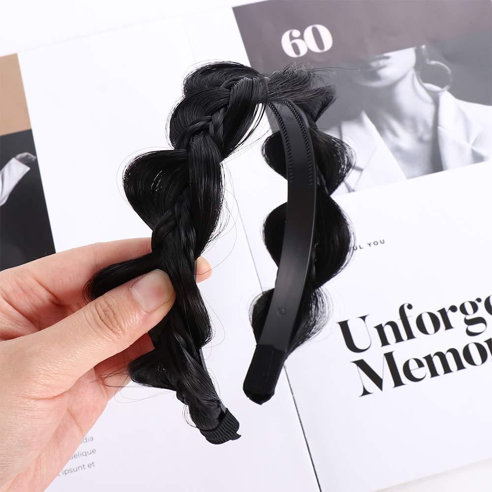 Wide-brimmed Fishbone Braid Female Hairbands Wide Hair Hoop Wig Headband Korean Style Headwear