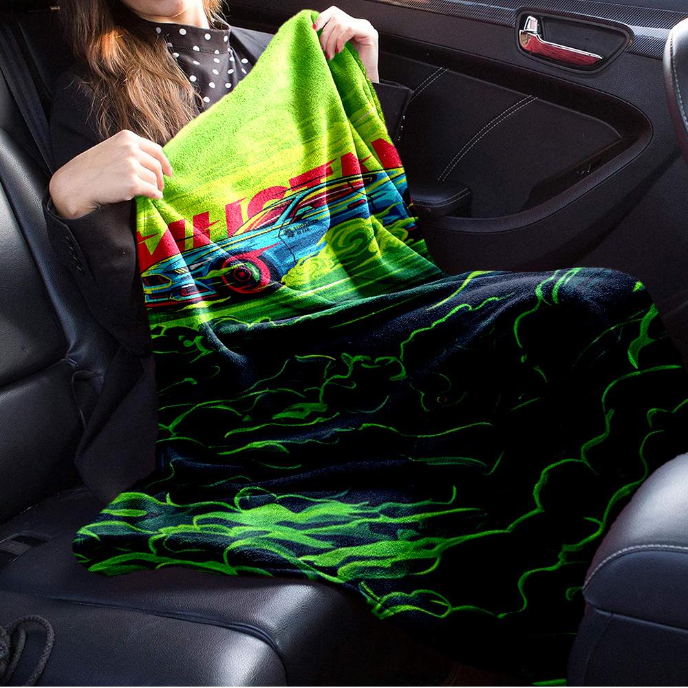 For Mustang,Speed,Artwork-Themed Flannel Blanket, Glam Style, Digital Print, All-Season Comfort, Tear-Resistant, Knitted Craftsmanship, Poly