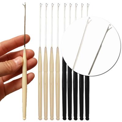 10 agujas de ganchillo de plástico micro con pestillo para trenzar extensiones de cabello, tejer rastas, hacer pelucas y coser.