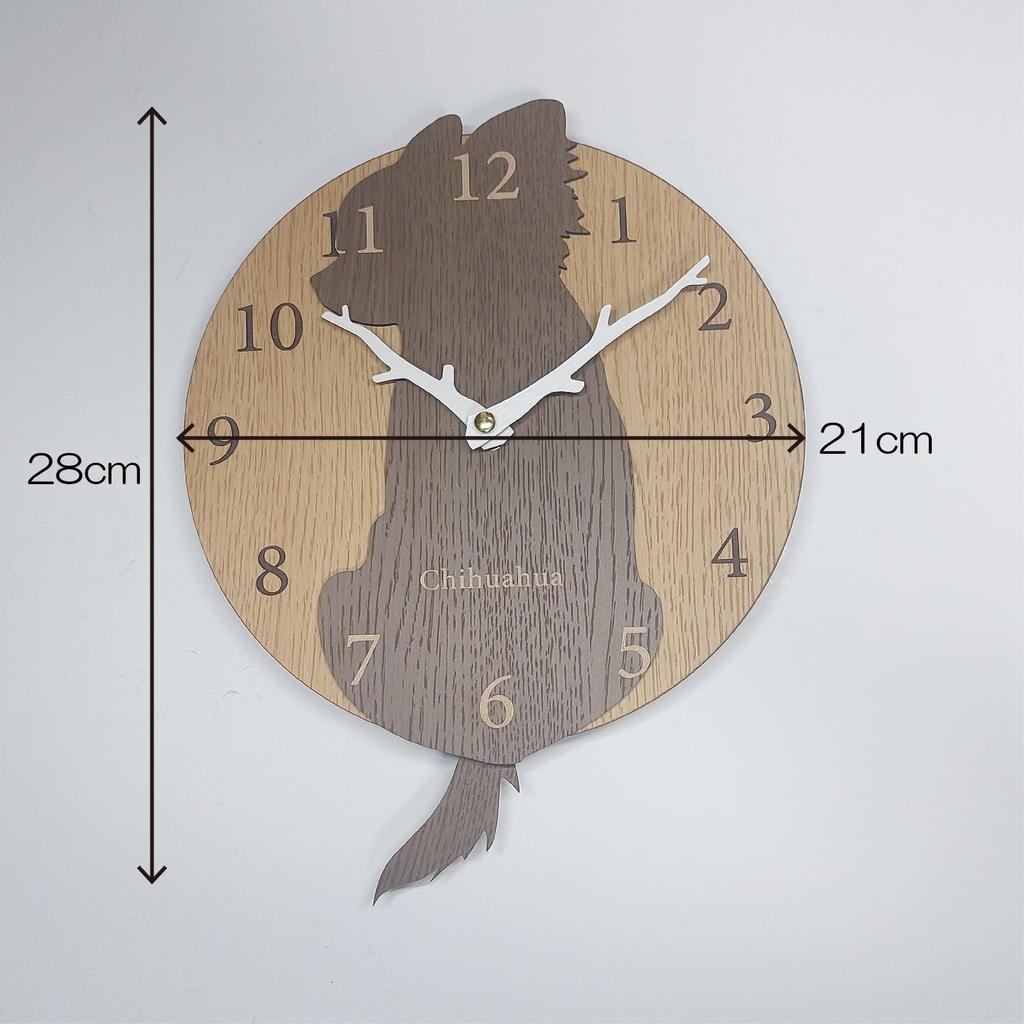 Stylish Wooden Pendulum Clock Featuring a Stray Dog, Featuring a Brown Chihuahua Dog. Silent, Perfect for Bedrooms, Homes, or Any Room.