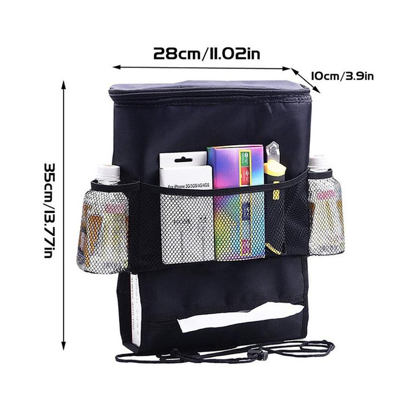 Car Seat Back Multi-Pocket Ice Pack Bag Hanging Organizer Collector Storage Box Car Interior Accessories Black Stowing
