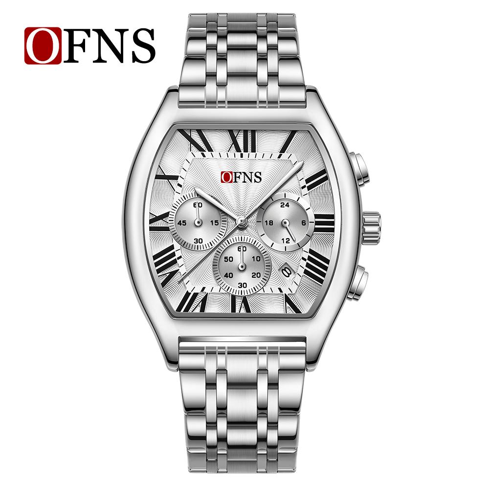 

Fashion Men s Quartz Wristwatch Multifunction Chronograph Calendar Waterproof Steel Strap Sports Watches for Man Reloj серебряный