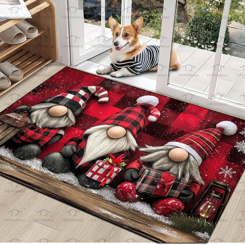 Christmas Gnome Mat Gnome Holding Gift Welcome Mat Entrance Carpet Kitchen Bathroom Living Room Bar Cafe Stylish Home Decoration