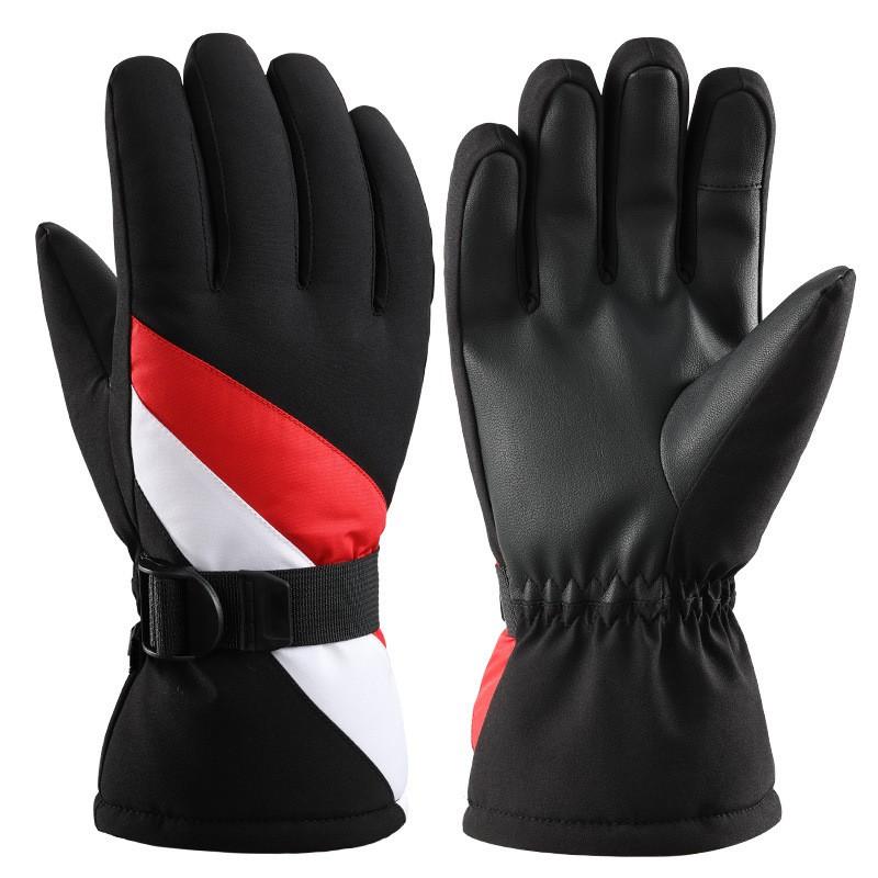 Unisex Winter Ski Gloves Waterproof Touchscreen Fleece Lined Anti-Slip Five Finger Snow Sports Men Women Small чёрный