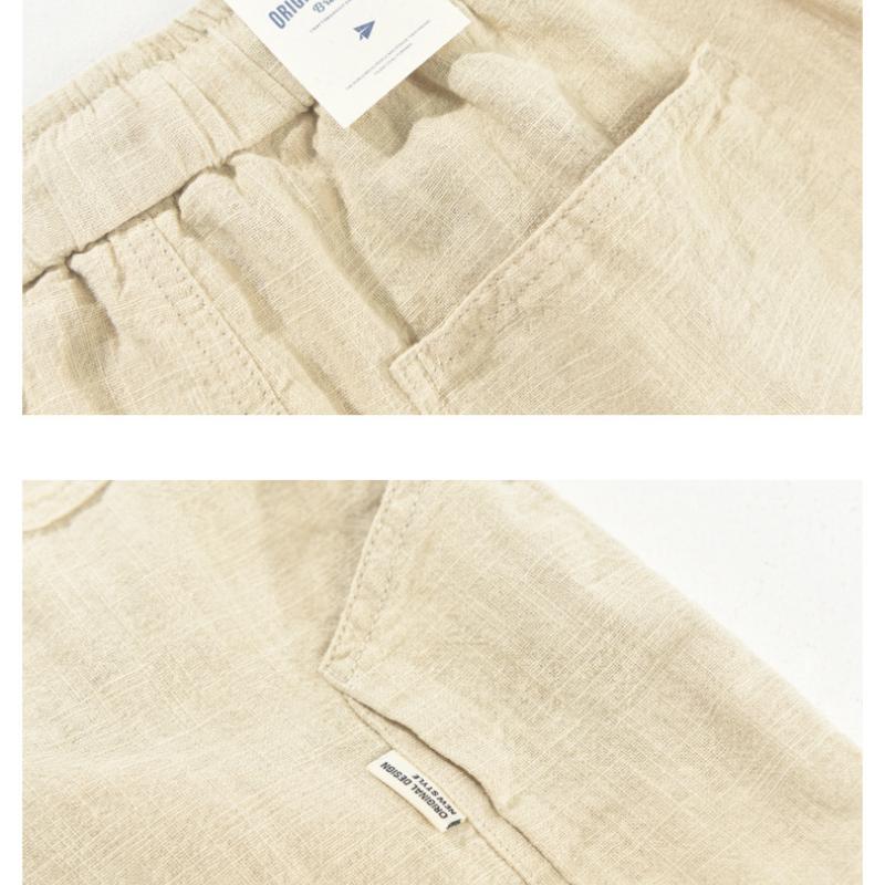 Letní móda Pánské šortky Retro styl Bavlna Len Krátké kalhoty Mládež Ležérní Plážové Volné šortky Stahovací guma v pase Šortky s více kapsami