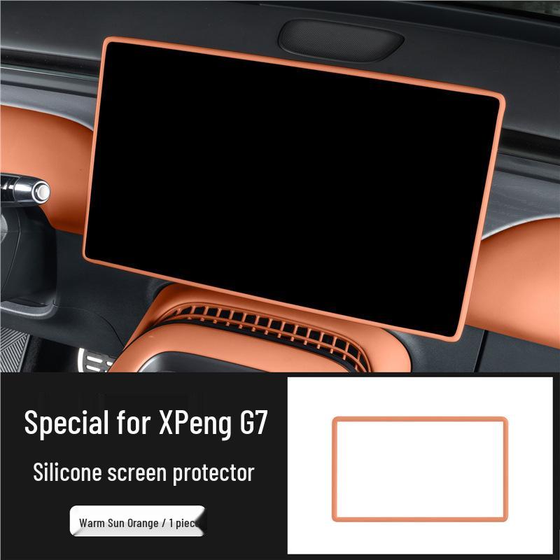 Silicone Protective Frame for XPeng G7 Center Console Screen - Car Interior Decoration & Accessories.