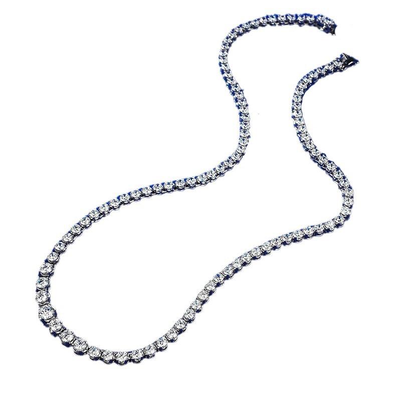 Xiancan S925 Silver European & American Fashion Choker with Water Drop and Round Pave Diamonds