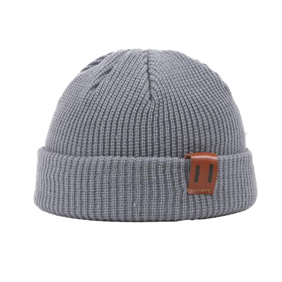 

Knit Winter Hat Solid Color Fleece Lined Men Women Brimless Hat Cold Weather Outdoor Activities Breathable Hat серый
