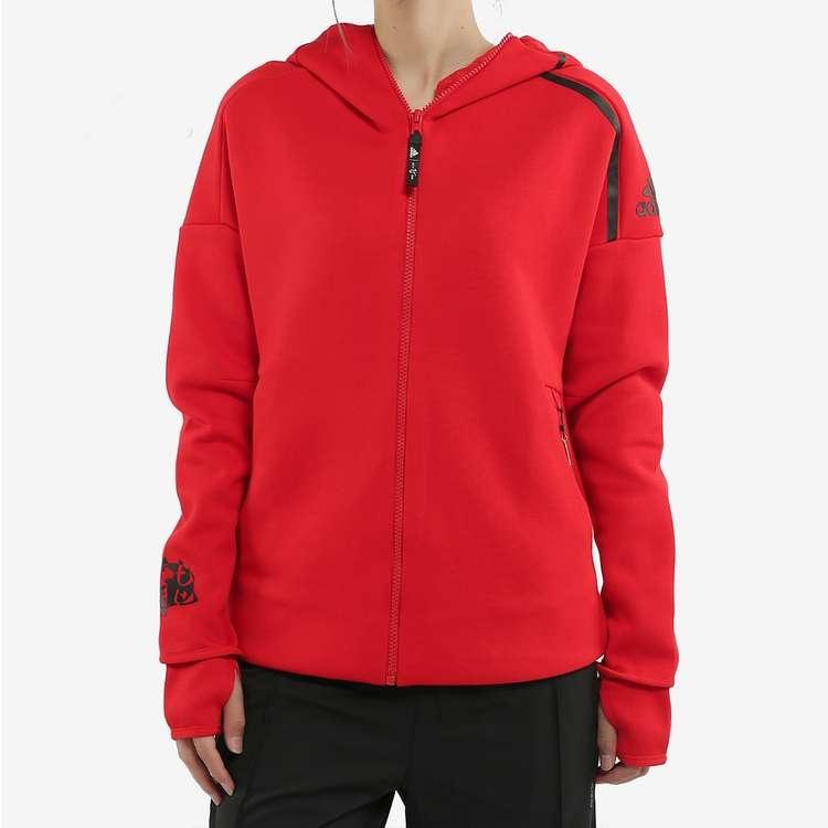 adidas Casual Sports Zipper Hooded Jacket Red Unisex EA2102