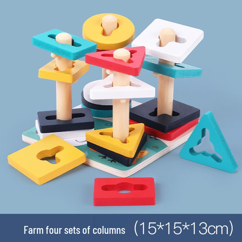 

Children s Wooden Shark Farm Bead Set: Educational Animal Shape Matching Blocks