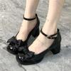 Fashion Comemore Chunky Heel Leather Mary Jane Shoes Spring and Autumn New Pumps Bow Retro High-heeled Shoes for Women Fashion Loafers