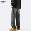 Homlean Men's Retro Washed Loose Straight Jeans