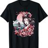 Geisha With Mount Fuji And Pagoda Cherry Blossom T-Shirt(24)