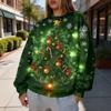 Women's Trendy Christmas Print Crewneck Sweatshirt Lightweight Casual Pullover Top