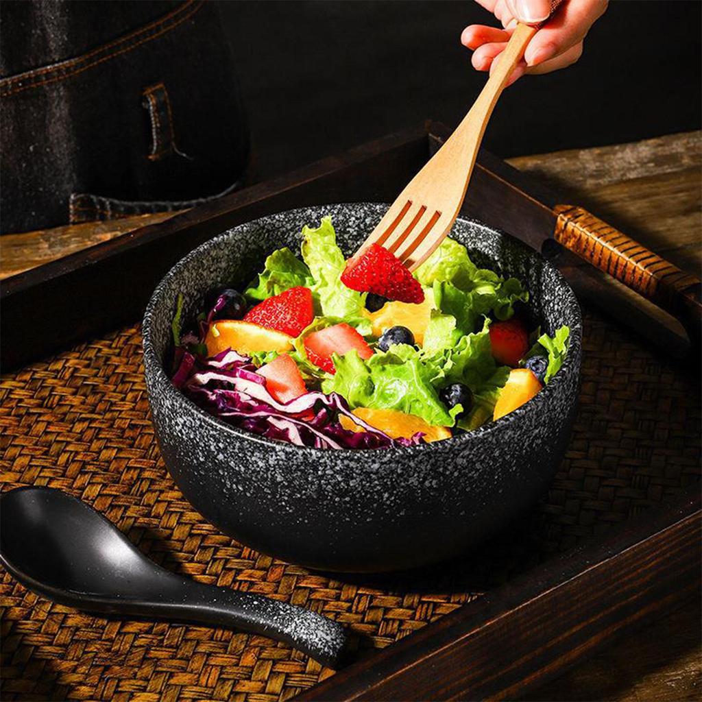 6.5 Inch Japanese Ramen Bowl Set 1000ml Large Ceramic Noodle Bowl Microwave and Dishwasher Safe, Vintage Japanese Style Soup Bowl for Udon, Pho, Salad