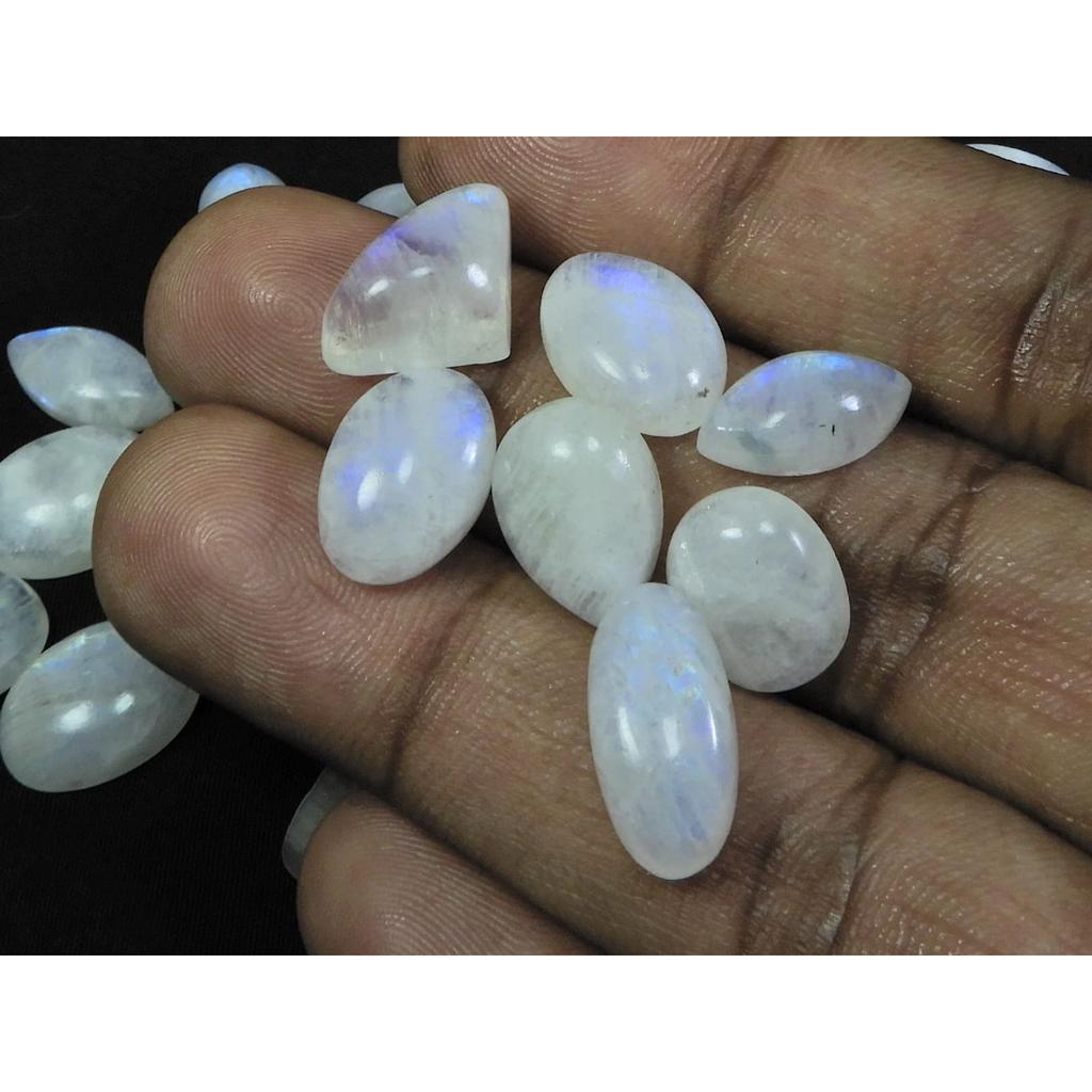 07X09-12X16MM Natural Rainbow Moonstone Mix Cabochon 32Pcs. Gemstone 158Cts. C-36