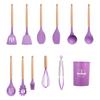 Food Grade Silicone Kitchenware 12 Piece Set High Temperature Resistant Wooden Handle Set With Storage Tube Kitchen Tools