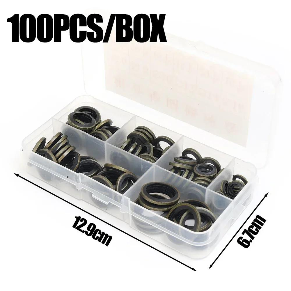 

100 шт. Металлорезиновая уплотнительная шайба для сливной пробки масляного поддона, подходит для M6 M8 M10 M12 M14 M16, комбинированное уплотнительное кольцо