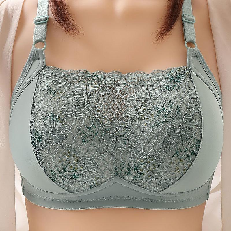 Women Large Size Bustier Underwear Women Thin Non-steel Ring Brassiere Mum Gathering Top Support Bra Mother Comfortable Brassier