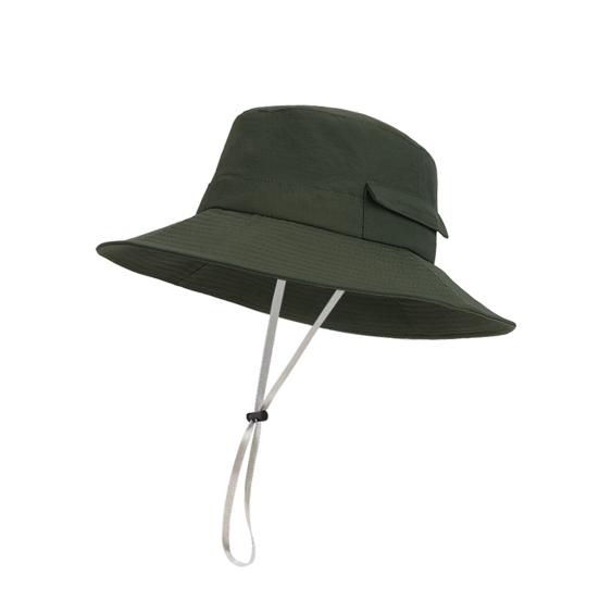 

Fisherman Hat Wide Brim Adjustable Drawstring Windproof Buckle Bucket Hat Outdoor Travel Hiking UV армия зеленый