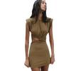 2025 Summer Sleeveless Slim Fit Mini Dress with Round Neck and Waist Cutout for Women