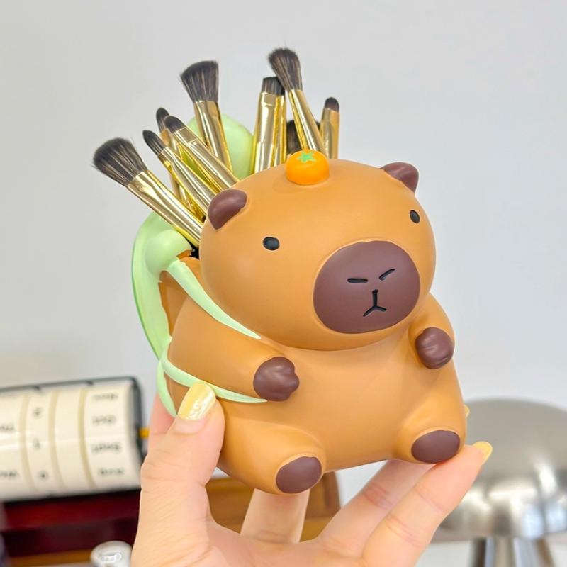 Kapibara Kalemlik Karikatür Taşınabilir Makyaj Fırçası Tutucu Çok Fonksiyonlu Büyük Kapasiteli Kalem Düzenleyici Öğrenci Kırtasiye