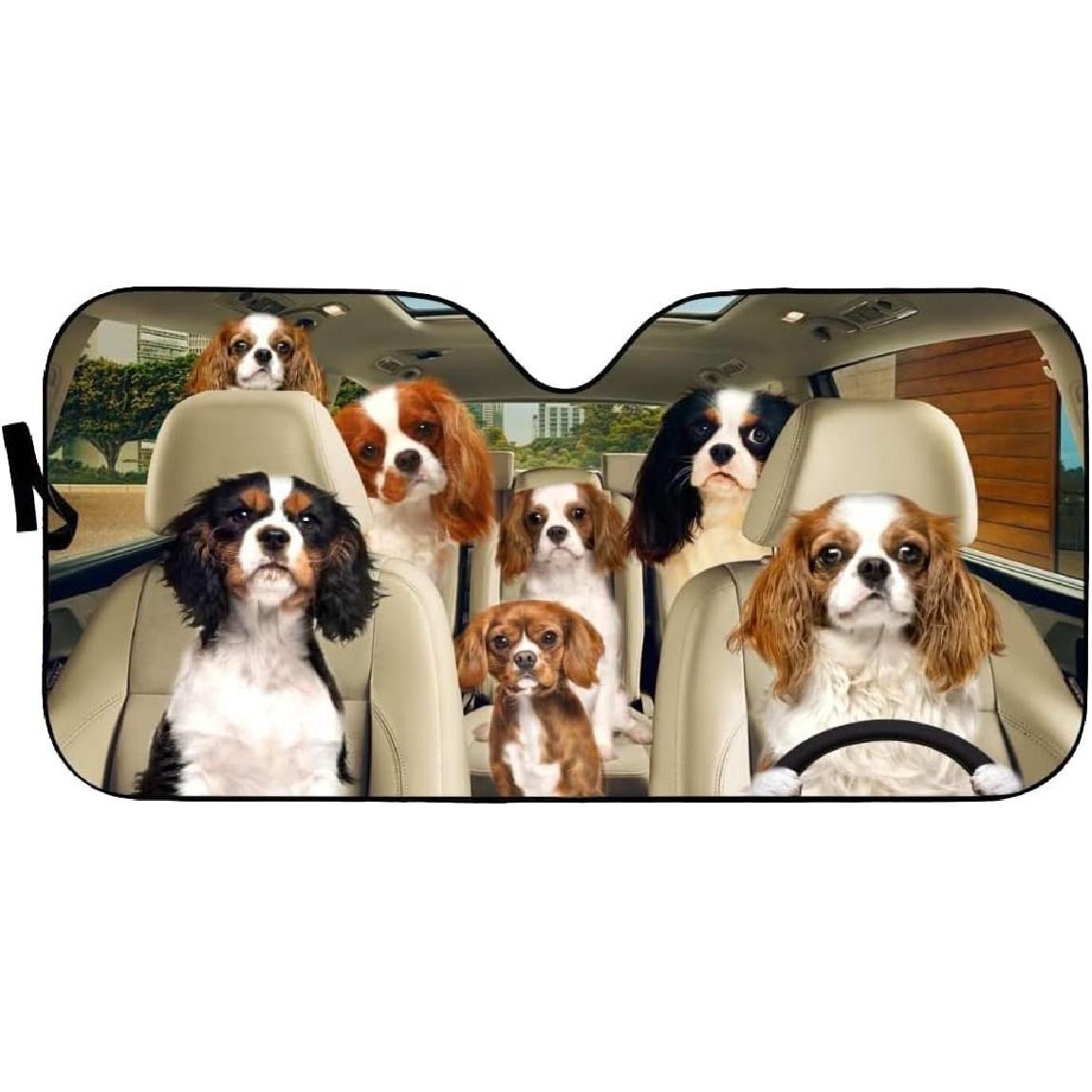 

Windshield Sun Shade Cavalier King Charles Spaniel Car Sun Cover Blocks Heat and Sun Keep Your Car Cool for Most Sedans SUV Truck Automotive 51x28in 51 x 28