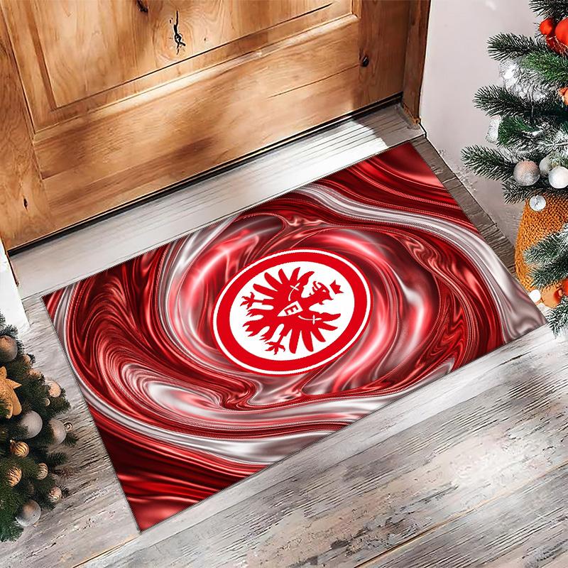 Eintracht Frankfurt Football Print Crystal Velvet Rug, Comfortable Water Absorbent Non Slip Indoor Floor Carpet