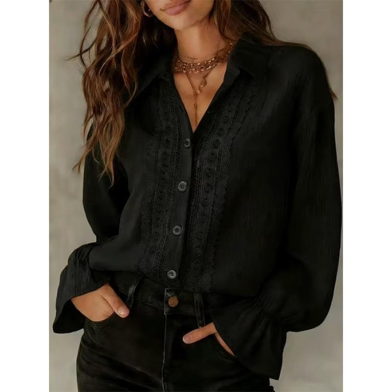 JPNTKY Women's Fashion Casual Long Sleeve POLO Neck Blouses & Shirts