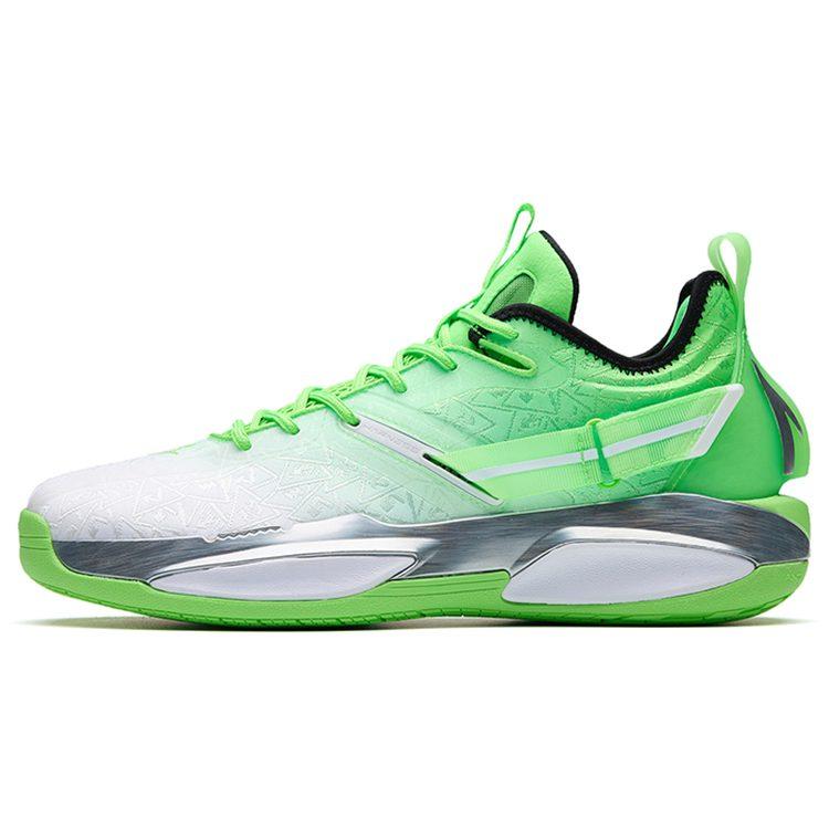 Anta GH3 Basketball Shoes Men's Low Top Anta White/Fluorescent Iridescent Green/Black 112231103-6