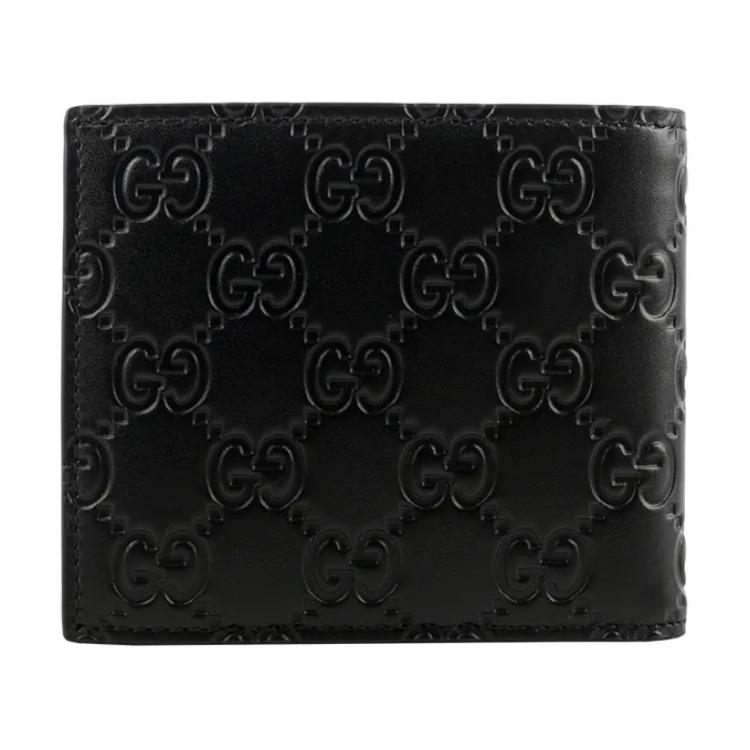 Gucci GG Embossed Leather Bifold Wallet In Black For Men Daily Use