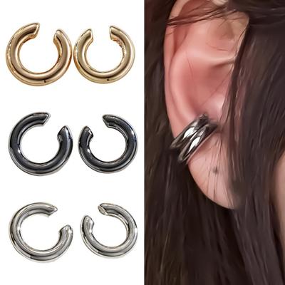 2Pcs Ear Cuffs for Women C-Shaped Ear Cuff Chunky Huggie Hoop Earrings Cartilage Upper Non-Piercing Cartilage Clip Cuff Earrings Jewelry