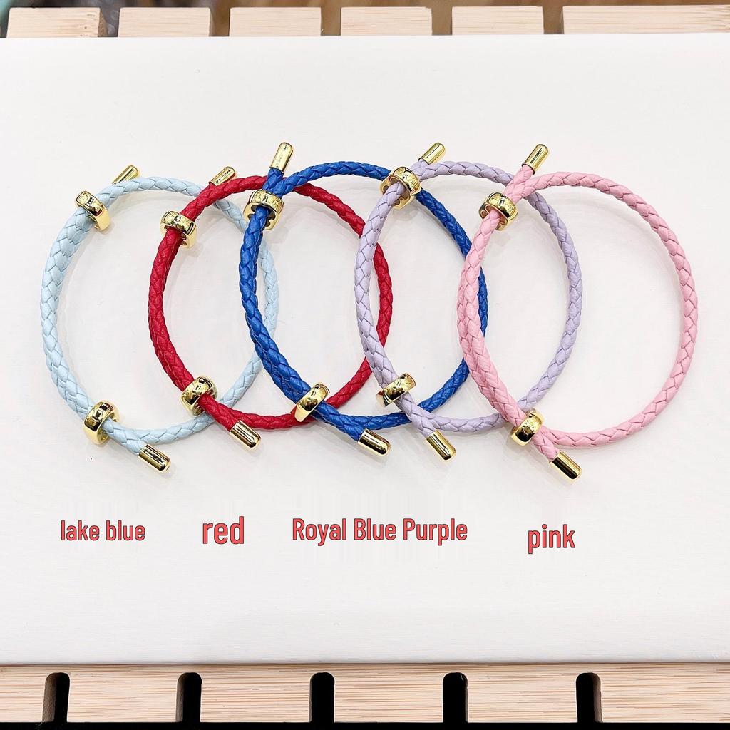 Corda de Pulso Ajustável de Couro de 3mm - Pulseira do Zodíaco Bagua - Corda Decorativa Vermelha para DIY