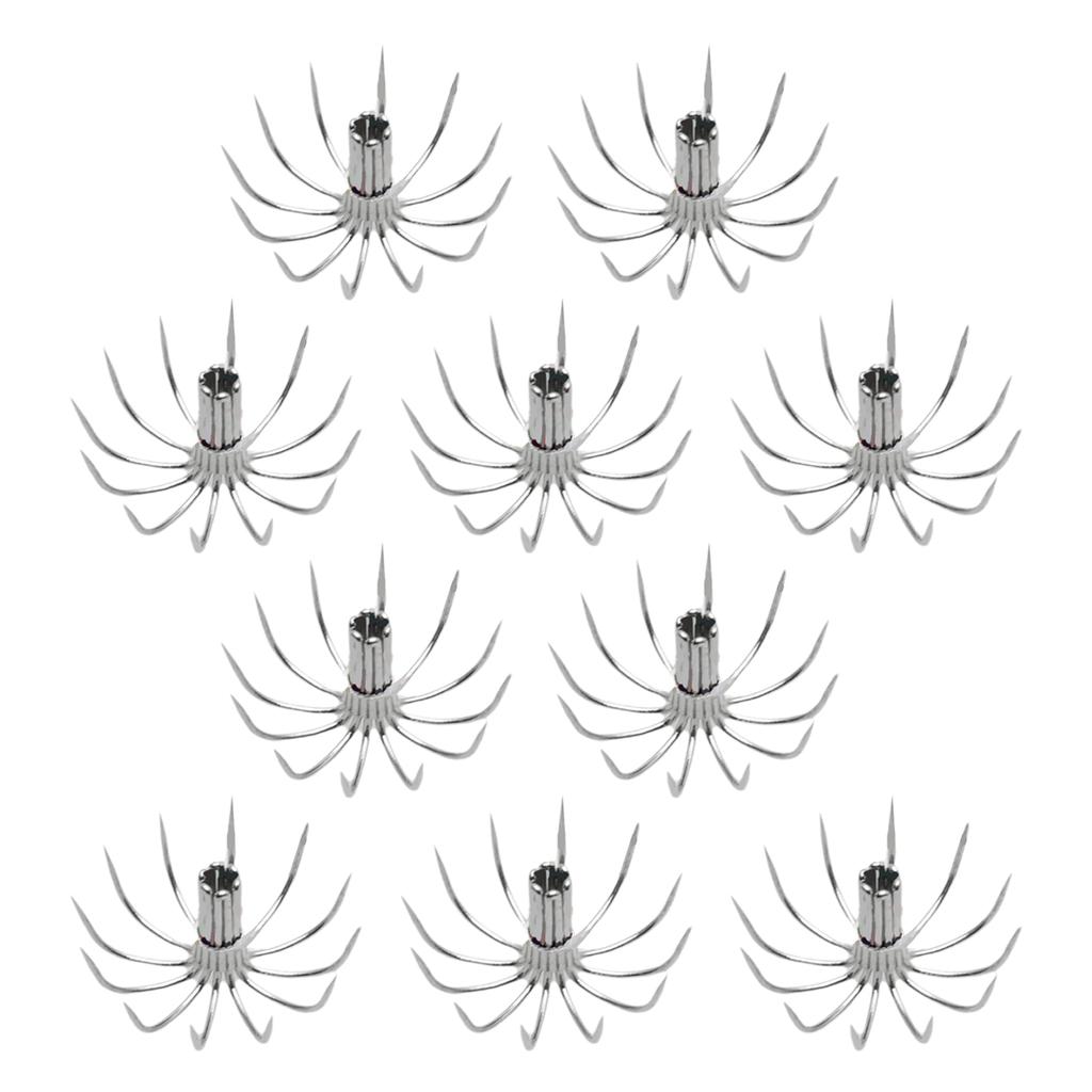 10Pcs Squid Hook Thick Stainless Steel Barbed Umbrella Hook Sea Fishing Fish Hook Cuttlefish Squid Jig Fishing Lure Hook