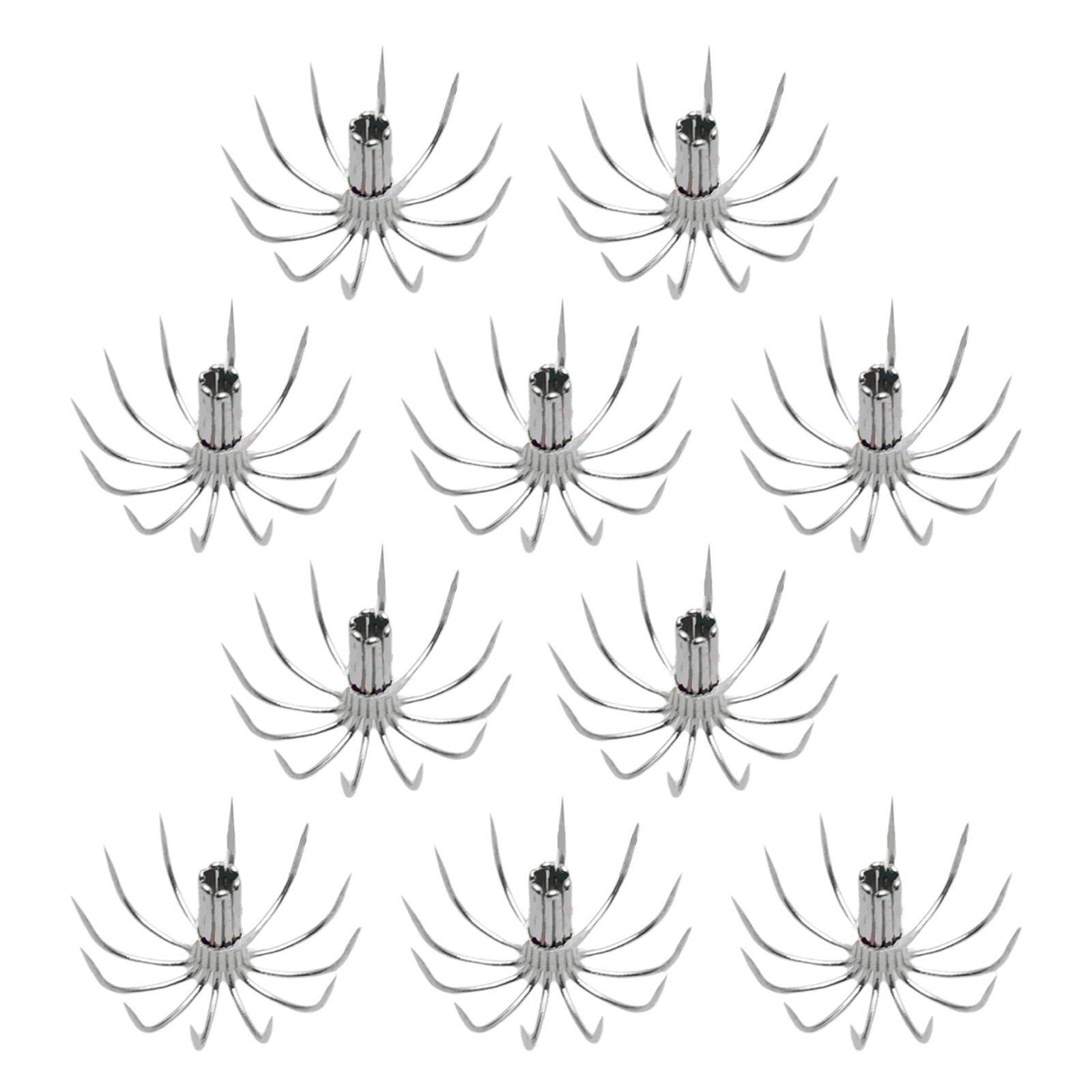 

10 шт. Крючки для кальмаров из нержавеющей стали с зазубринами в виде зонтика, рыболовные крючки, рыболовные джиги, инструмент, крючки, рыболовные аксессуары, простые в использовании 17